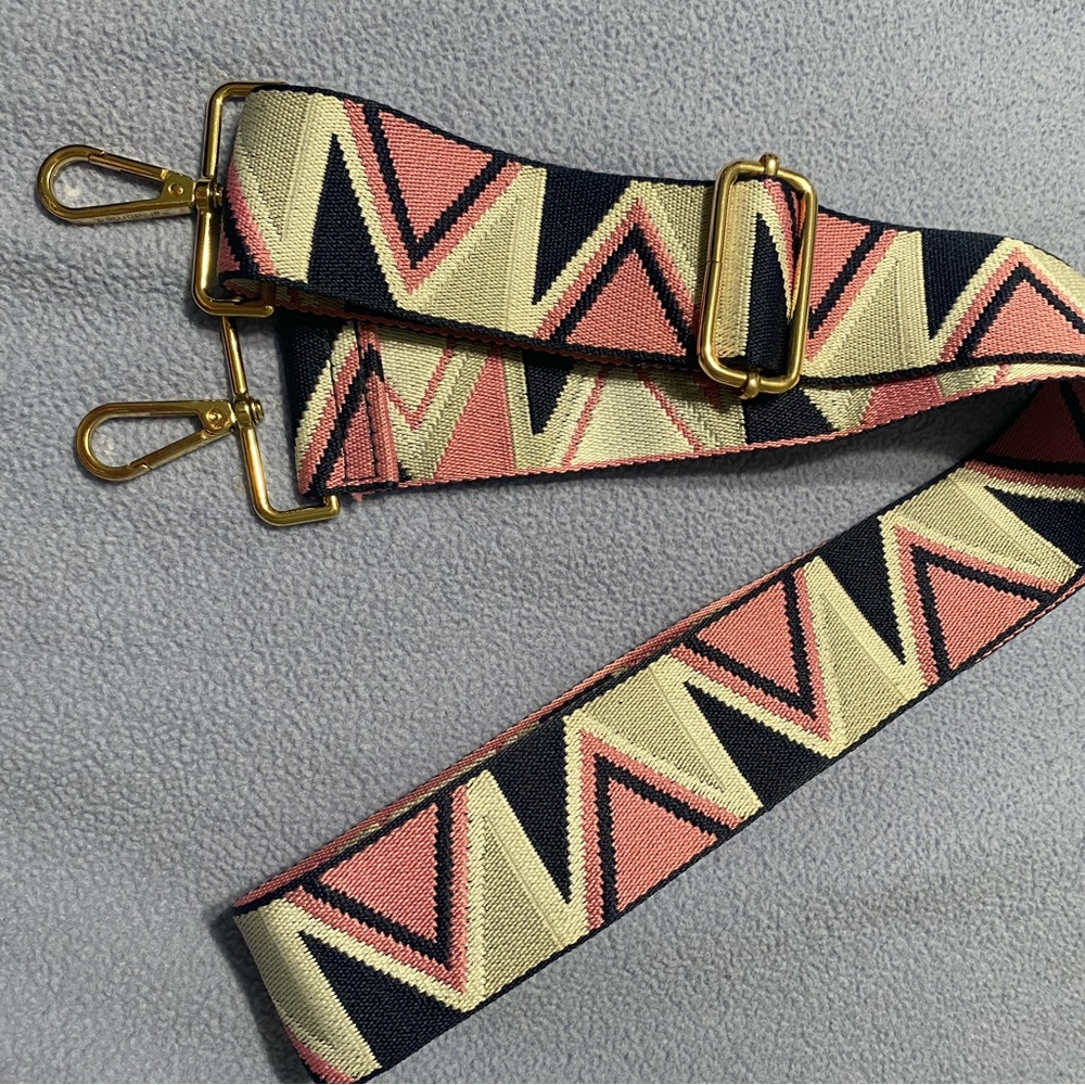 Geometric Pink and Navy Bag Strap